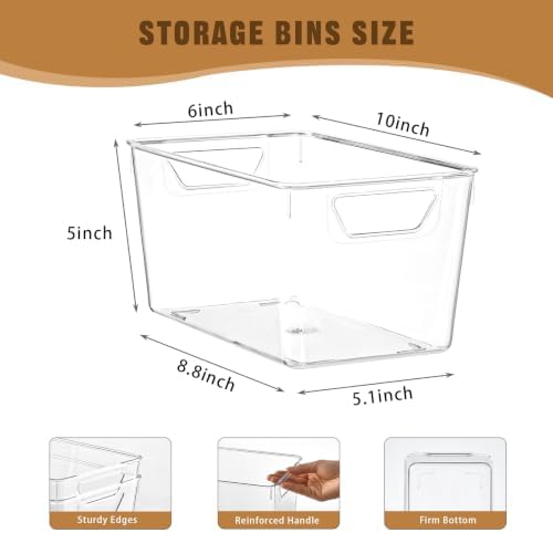 Freebat 12 Pack Pantry Organization and Storage,Clear Plastic Storage Bins