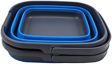 SAMMART 10L (2.6 Gallon) Collapsible Rectangular Handy Bucket (Grey/Blue (Set...