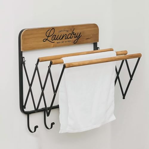 SOFFEE DESIGN Accordion Laundry Rack, Retractable Wall Mounted Racks, 3 Bars ...
