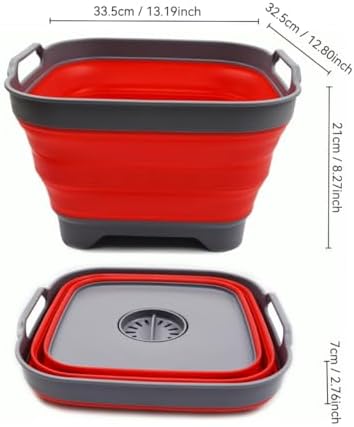 SAMMART 10L (2.64 Gallon) Collapsible Dishpan with Draining Plug - Foldable W...