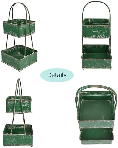 Vintage Metal Storage Basket 2-Tier 25.98" H Farmhouse Distressed Kitche...