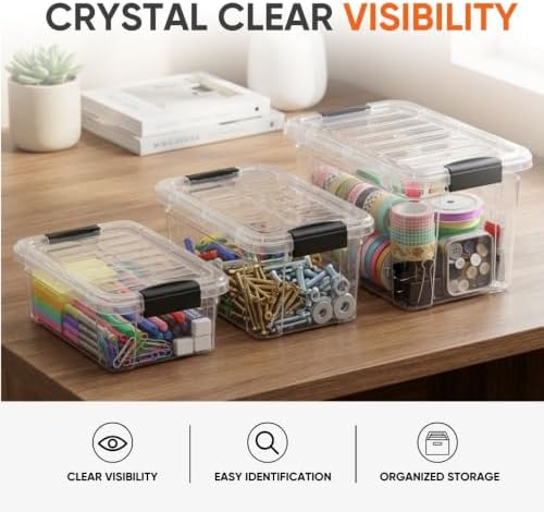 Superio 2.5 Quart Clear Plastic Storage Boxes with Lids, Stackable Organizer ...