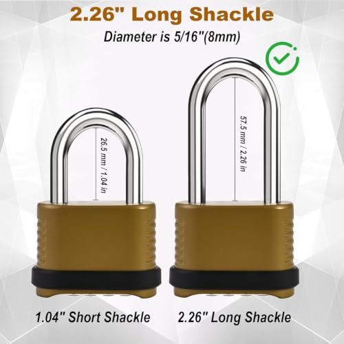 4 Pack Long Shackle Combination Padlock - 105mm Heavy Duty Locks