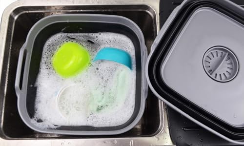 SAMMART 10L (2.64 Gallon) Collapsible Dishpan with Draining Plug - Foldable W...