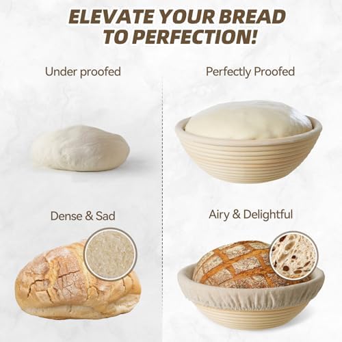 Kikcoin 9" & 10" & 10" Banneton Bread Proofing Basket ...
