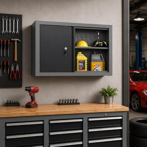 JZD Steel Wall Cabinet, Industrial-Grade Workshop Storage Solutions with Two ...