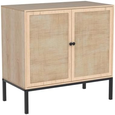 Yechen Set of 2 63" Sideboard Cabinet with Natural Rattan Doors, Buffet ...
