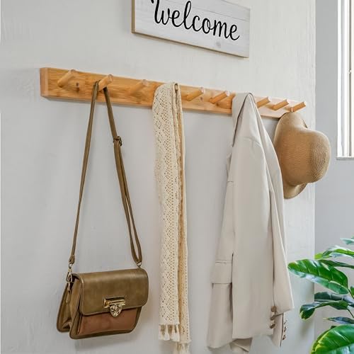 WEBI Coat Rack Wall Mounted,10 Hooks,38" Long Coat Hanger Wall Mount,Peg...