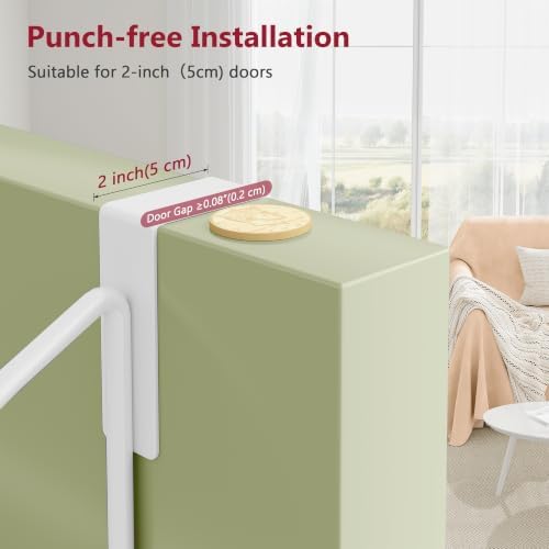 Tajsoon 24.2" Over the Door Clothes Hanger with Storage Rack and Hook White