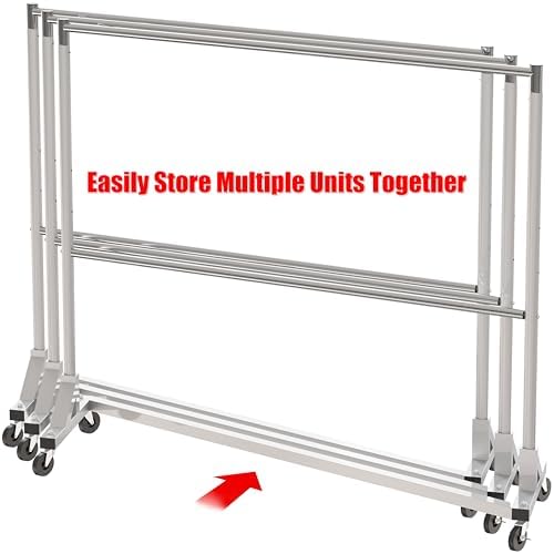 Simple Houseware Commercial Grade Z-Base Double Rod Garment Rack, Silver