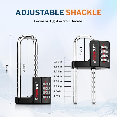 FORGE 2 Pack Combination Lock with Adjustable Shackle (1.57"-3.85")...