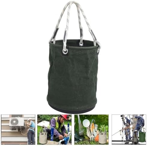 Canvas Bucket, 40x30cm 30KG Load Bearing Canvas Tool Organizer Plastic Bottom...