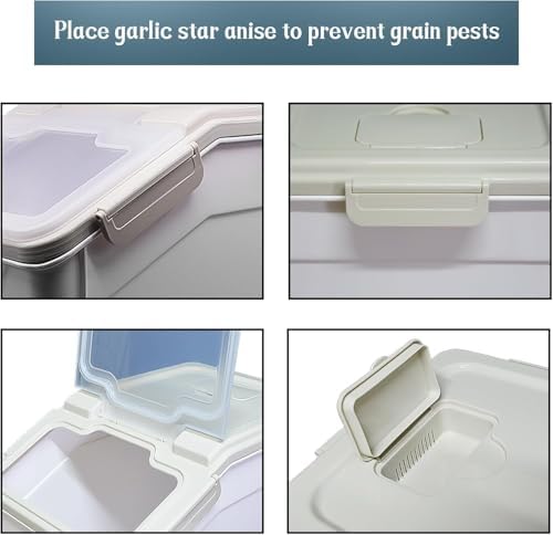 AnRui Dog Food Storage Container 30 Lb Rice Flour Bin with Wheels, 2 Pcs