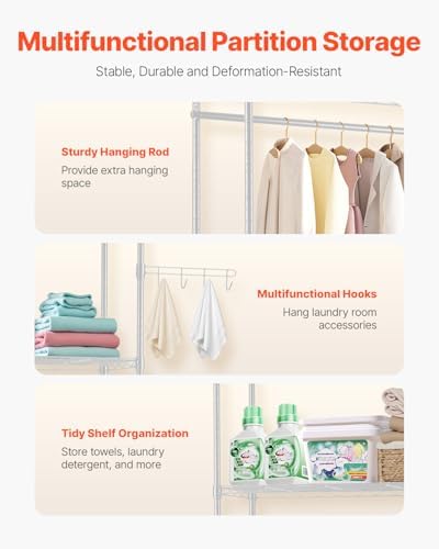 VEVOR Over the Washer and Dryer Storage Shelf, 5 Tier Laundry Room Drying Rac...