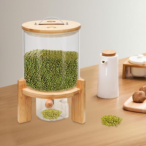 AngelcityCC Flour and Cereal Container, Rice Dispenser 5L Glass Food Storge C...
