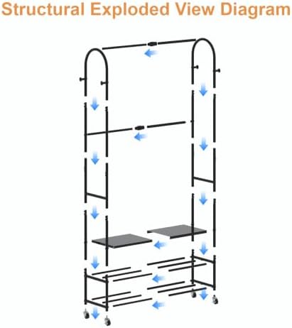 Clothes Rack with Shoe Shelf, Expandable Garment Rack 17.7"-29.1", ...
