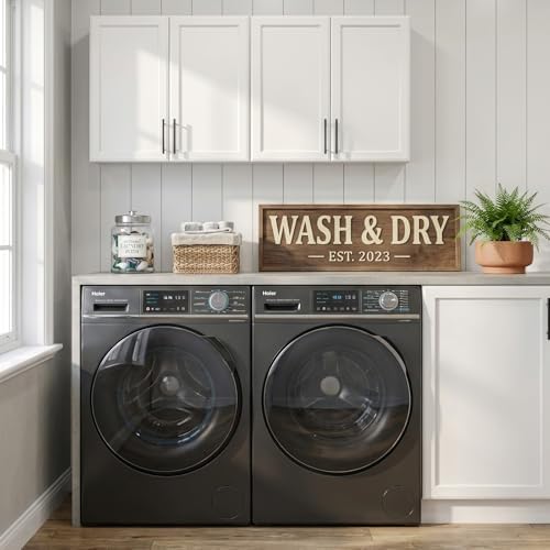 FIMELLO 47.2" W Laundry Room Cabinets Wall Mounted, Adjustable Shelf, Fl...