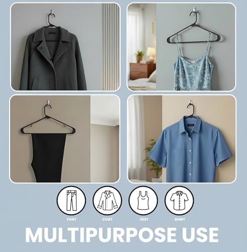 Utopia Home Plastic Hangers 100 Pack – Built-in Strap Hooks Black
