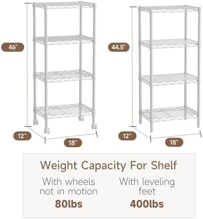 Golpart 4Tier Adjustable Storage Shelves Metal Wire Shelving Standing Shelf