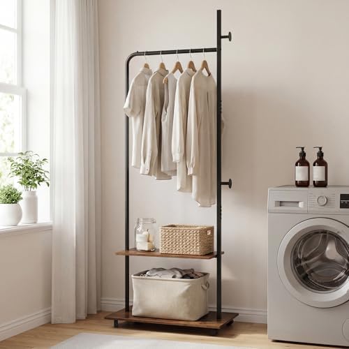 GIANTEX Clothes Rack with Wheels, 69" Freestanding Garment Rack with Han...