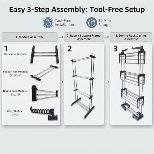 Heavy Duty Clothes Drying Rack, 4-Tier Foldable Laundry Drying Rack 70" ...