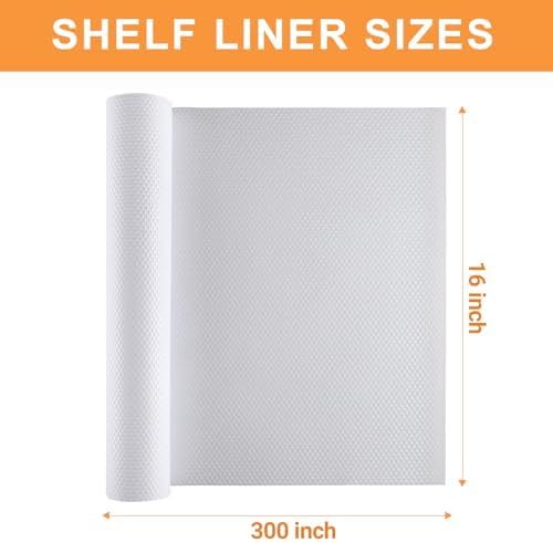 FLPMIX Shelf Liner for Kitchen Cabinets White: 16" W x 300" L Non-A...