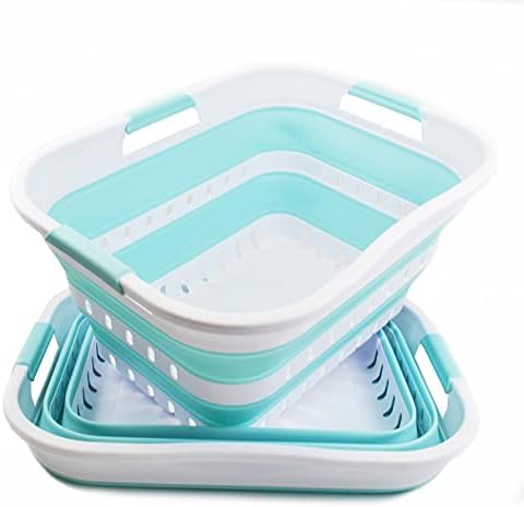 SAMMART Set of 2-30L (8 gallon) Collapsible Plastic Laundry Basket - Foldable...