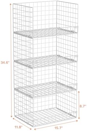 Yociyoga 4-Tier Stackable Closet Organizers and Storage Basket, Foldable Clos...