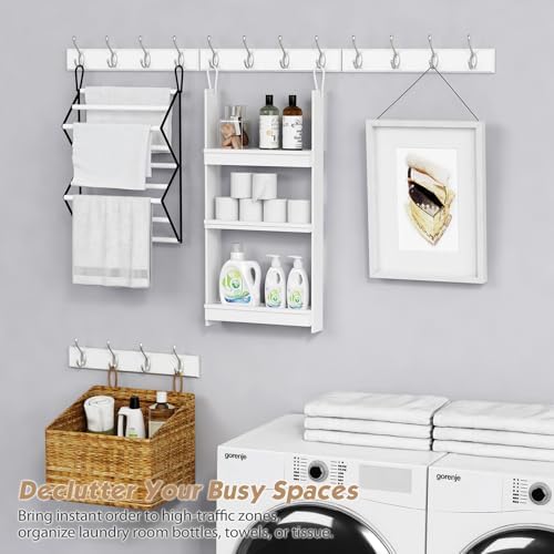 Forbena White Coat Rack Wall Mount 4-Pack, Coat Hanger Wall Mounted for Hangi...