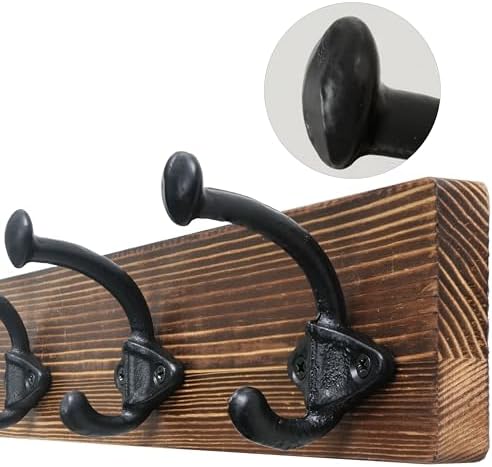 WEBI Rustic Coat Rack Wall Mount,30" Long 7 Cast Iron Coat Hooks Wall Mo...