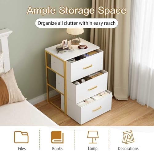Closet Drawers for Clothes, Small Nightstands with 3 Fabric Drawers