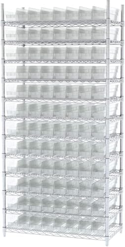 Akro-Mils 30128 Heavy Duty Plastic Shelf Bins, 18"x 4"x 4", Cl...