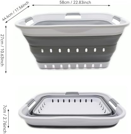 SAMMART 42L (11 gallon) Collapsible Plastic Laundry Basket - Foldable Pop Up ...