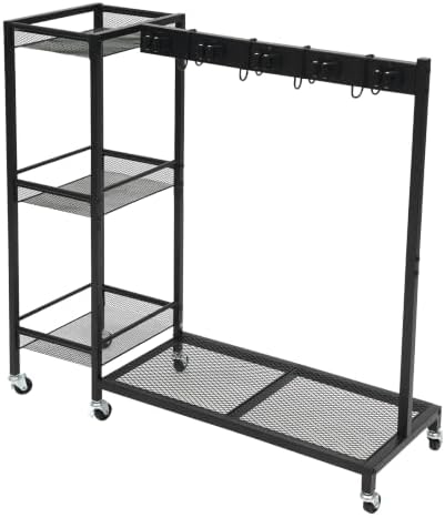 Broom Holder with Cleaning Supplies Organizer, Freestanding, Black