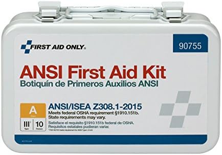 First Aid Only 90755 ANSI A 2015 and OSHA Compliant First Aid Kit, 10-Person Emergency First Aid Kit for Business, Home, Car, and Worksites, 71 Pieces