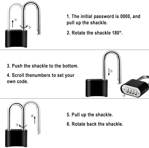 4pcs Combination Lock, 4-Digit Heavy Duty Combo Lock