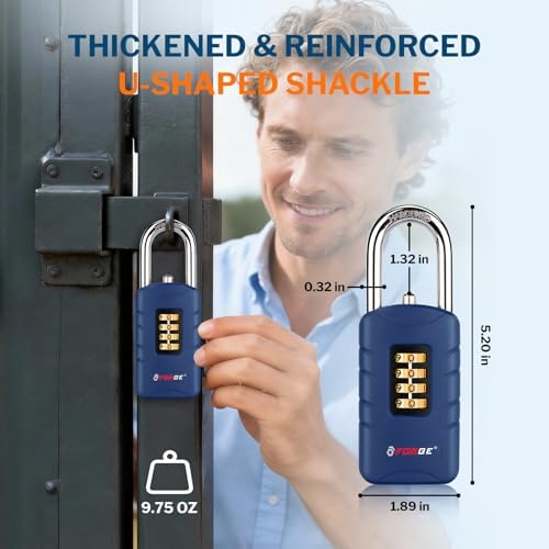 Forge 4-Digit Combination Padlock with Backup Keys, Recover Forgotten Code, W...