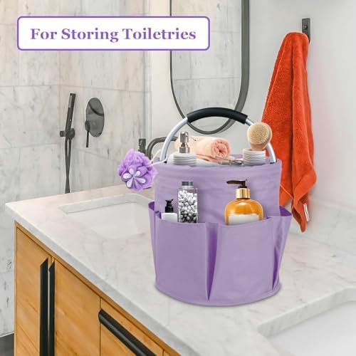 2Pcs 17L Collapsible Cleaning Supplies Caddy with Handle for Travel, Purple
