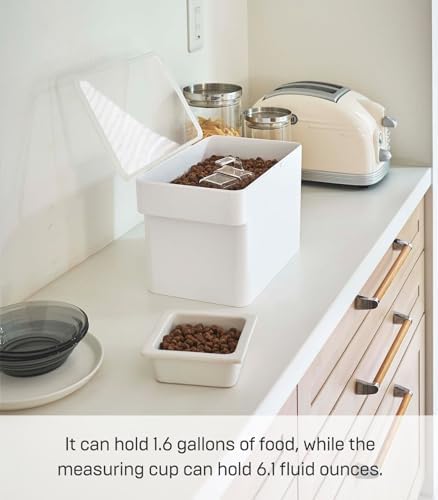 YAMAZAKI Home Tower Airtight Pet Food Storage Container - Cat And Dog Food Ho...