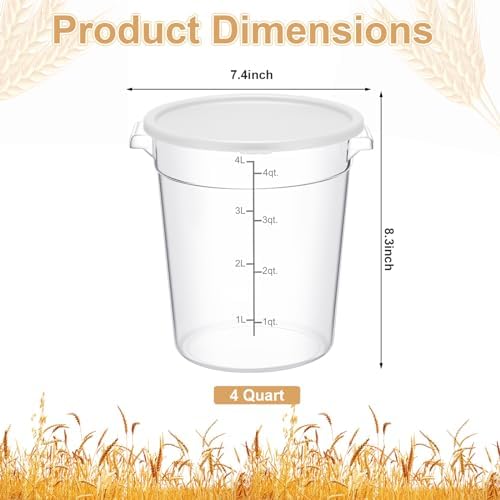Suclain 4 Pcs 4 Qt Proofing Containers, Food Storage with Lids