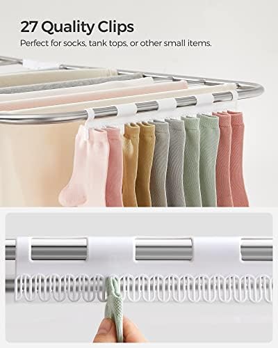SONGMICS Clothes Drying Rack, Foldable 2-Level Stee Laundry Drying Rack