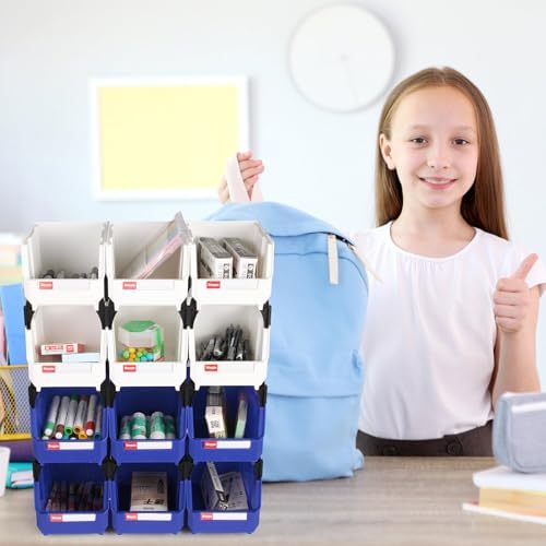 12 Packs Stackable Storage Bins, 7" x 5" x 4" Parts Bin,