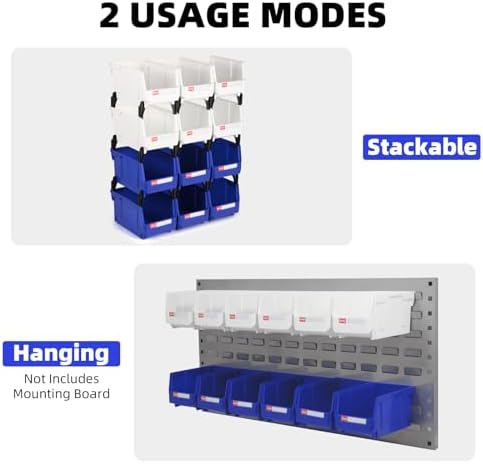 12 Packs Stackable Storage Bins, 7" x 5" x 4" Parts Bin,