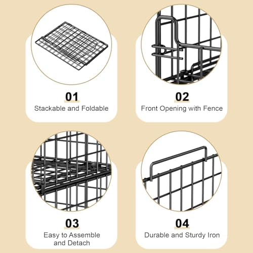 4-Tier Stackable Closet Organizers and Storage Basket - Foldable Closet Shelf...