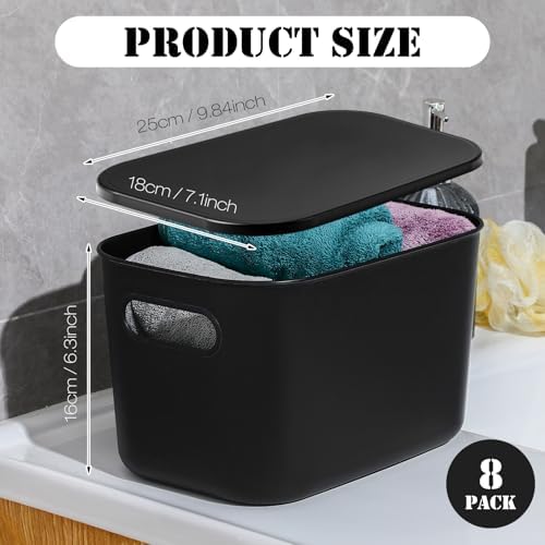 Hoolerry 8 Pieces Storage Bins, 9.8 x 7.1 x 6.3 Inch, Black