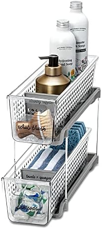 Madesmart Mini 2-Tier Plastic Multipurpose Organizer with Divided Slide-Out S...