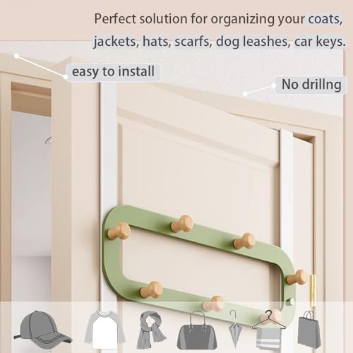 Over the Door Hook Rack, 14-Hook Coat Hanger for Clothes, Bags, Towels