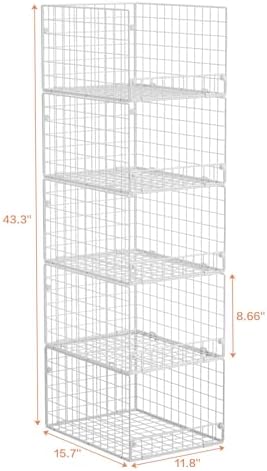 5-Tier Stackable Closet Storage Shelves, Closet Organizers and Storage Basket...