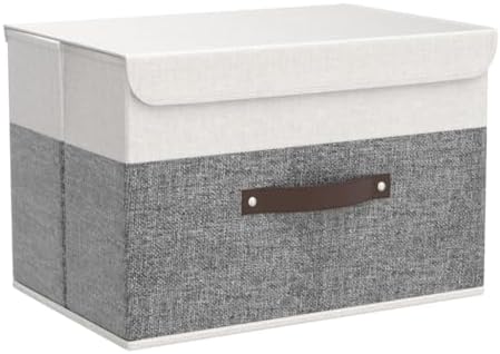OUTBROS Storage Box with Lids, 17.7x11.8x11.8 inch (White/Grey, 3-Pack)