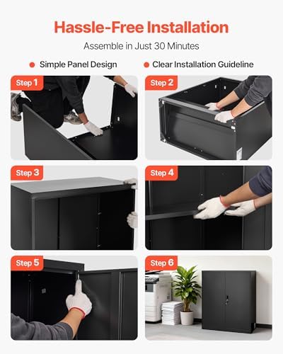 VEVOR Metal Storage Cabinet, 41.7 in Steel Garage Cabinet with 2 Adjustable S...